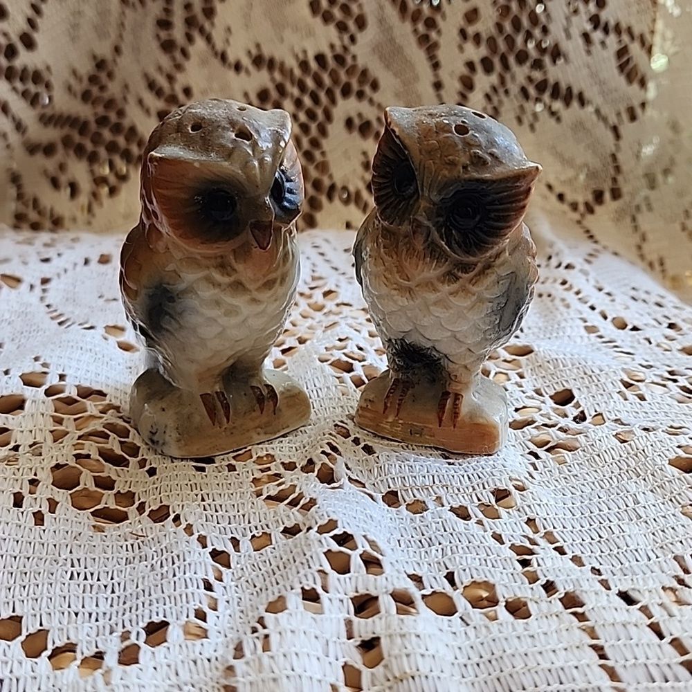 Vintage Ceramic Owl Figurine Salt & Pepper Shakers